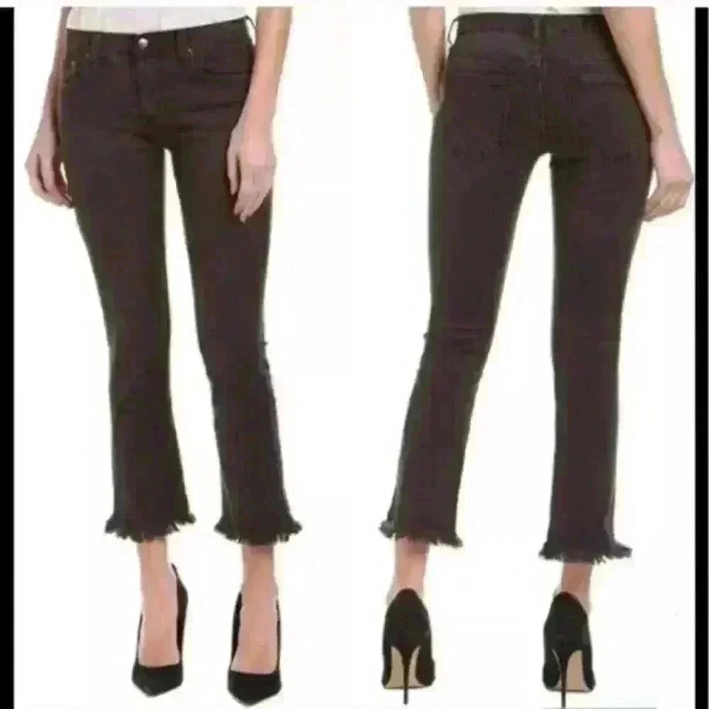 NWT Evidnt Anthropologie Hermosa Jeans Raw Fringe Ankle Black washed Size 26